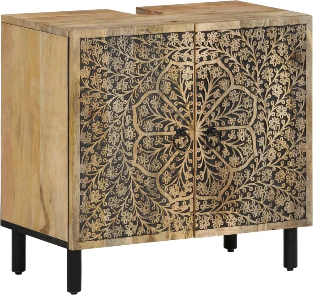 vidaXL tömör mangófa fürdőszobai mosdószekrény 62 x 33 x 58 cm