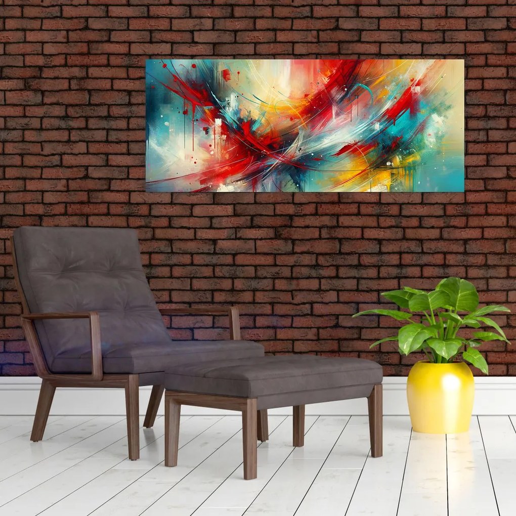 Kép – Absztrakció pirossal (120x50 cm)