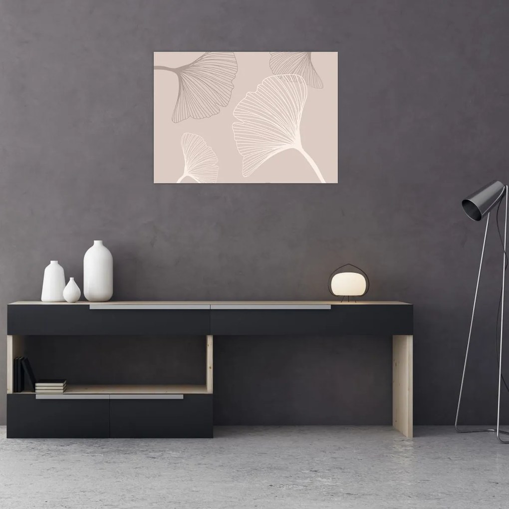 Üveg kép - Bézs színű levelek N⁰6 (70x50 cm)