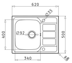 Pyramis 100187101 - ATHENA konyhai mosogató 62x50 cm szatén