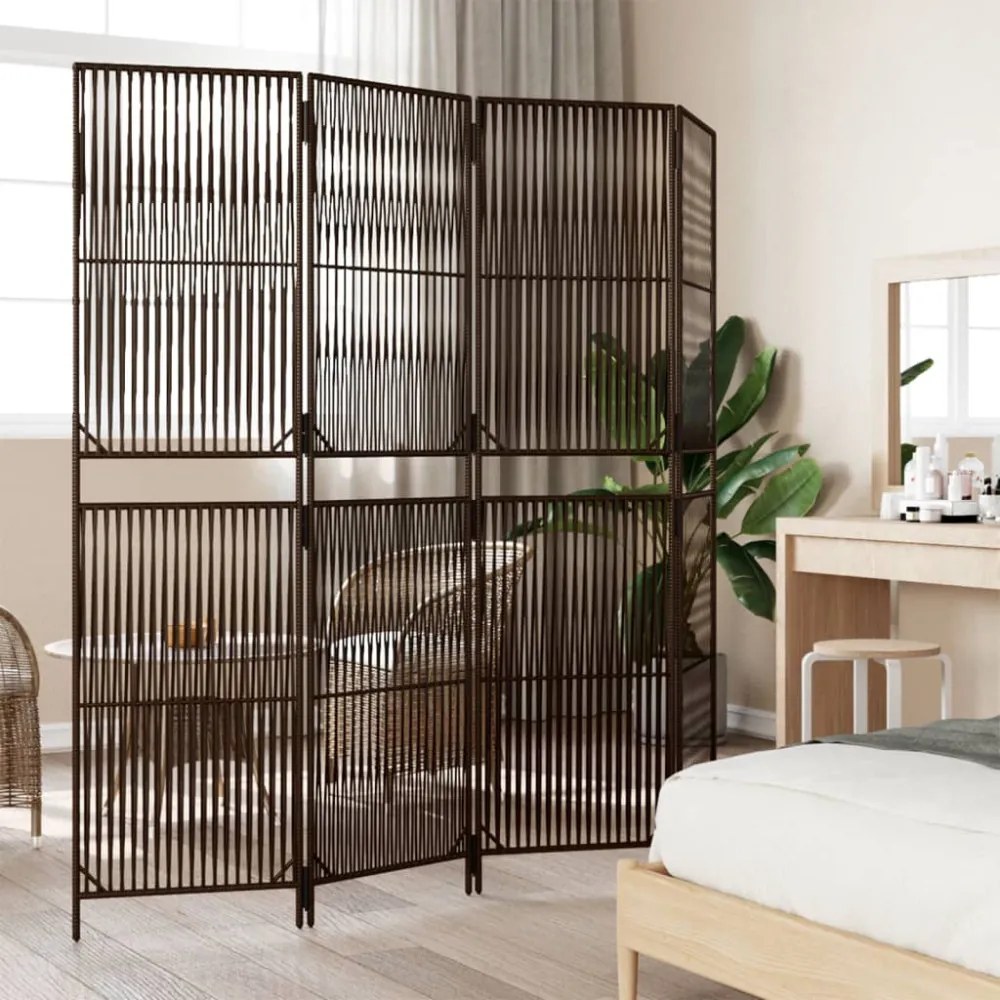 barna 4 paneles polyrattan térelválasztó
