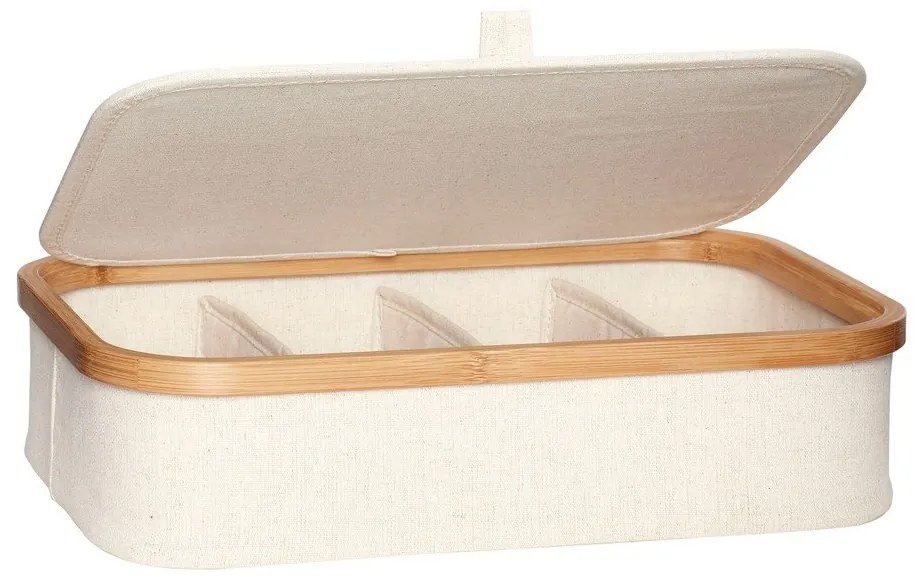 Bézs fedeles textil tárolódoboz szett 2 db-os 38x26x9 cm Ecru – Hübsch