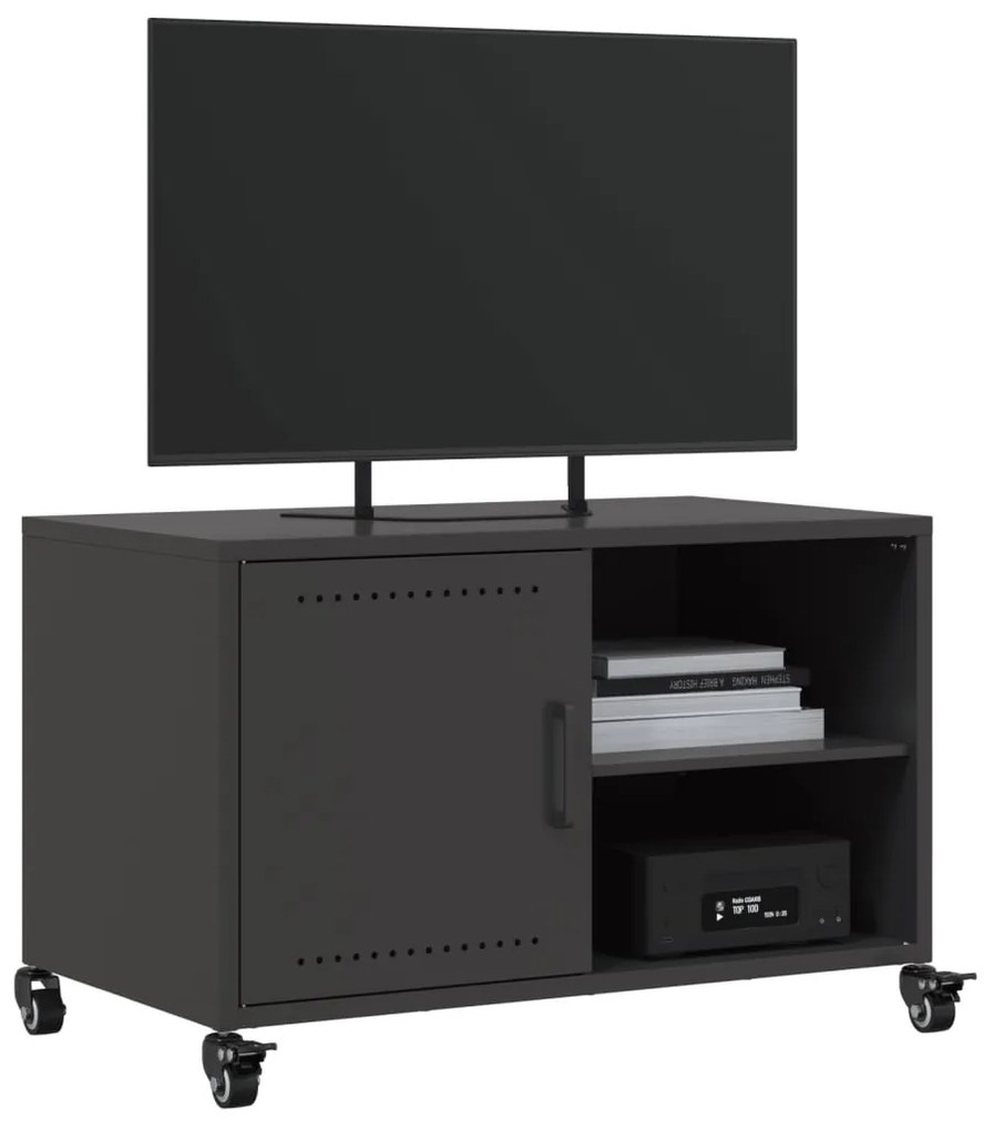 fekete acél TV-szekrény 68 x 39 x 43,5 cm