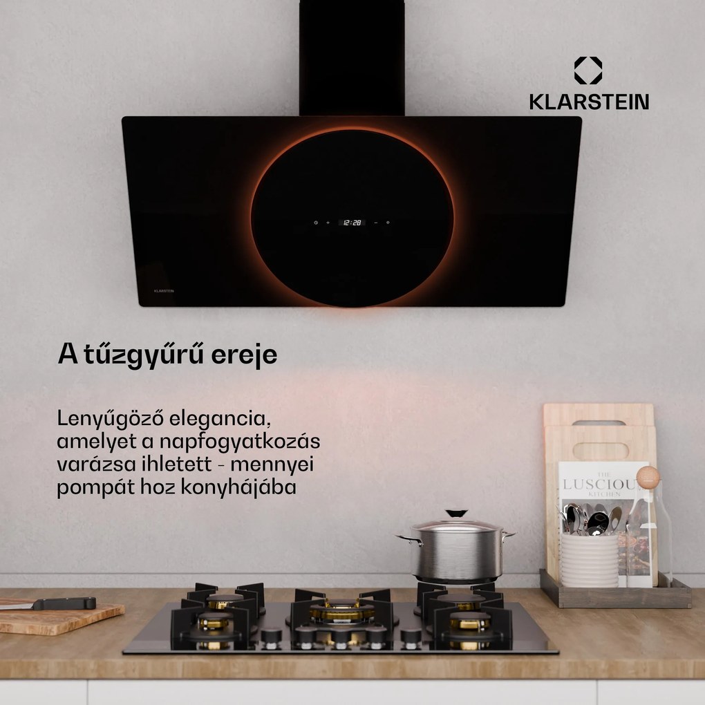 Klarstein Total Eclipse páraelszívó | LED világítás | Érintővezérlés | 594,2 m³/h | Kifúvás/körforgás