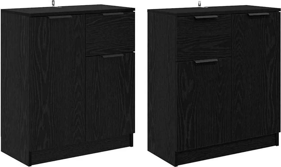 vidaXL Oldalszekrények 2 pcs Fekete tölgy 60 x 30 x 70 cm Faanyag