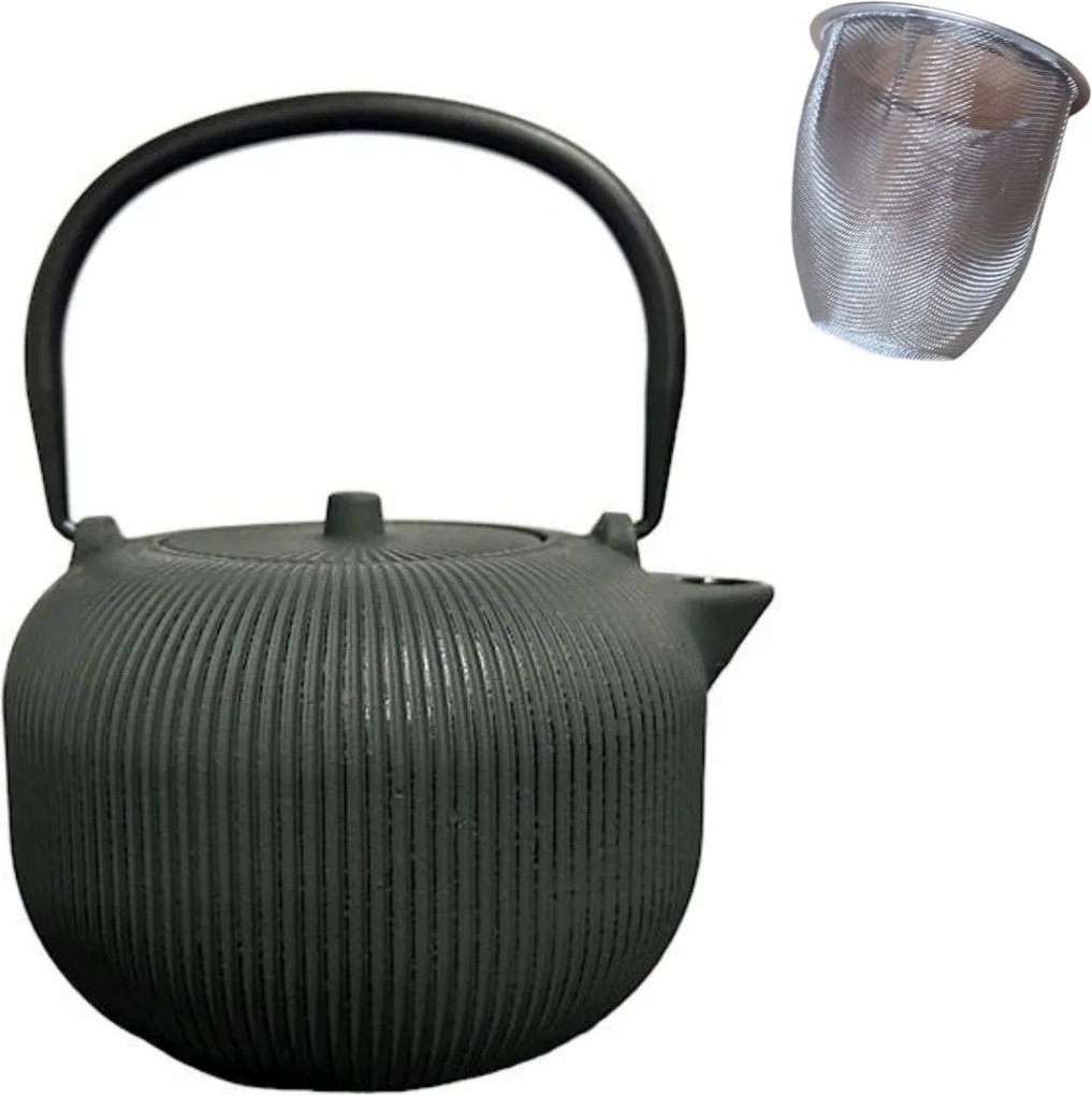 Öntöttvas Teáskanna Teafilter Szűrővel Vízforraló Kancsó 1 L