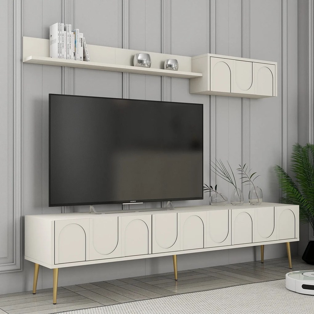TV szekrény Lyon 2 - Krém, Arany