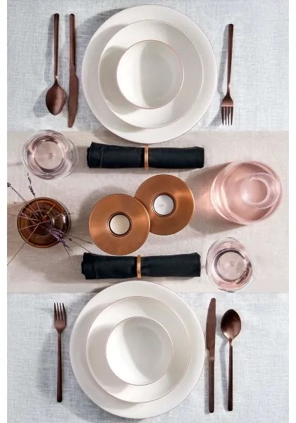 18 részes étkészlet fehér/rézszínű/porcelán