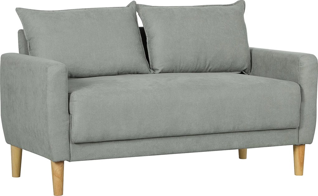 HOMCOM 2-Személyes Kárpitos Kanapé Karfával, Tárolórekesszel és 2 Levehető Párnával, Modern Kárpitos Loveseat Fa Lábakkal Nappaliba, Pihenőszobába és