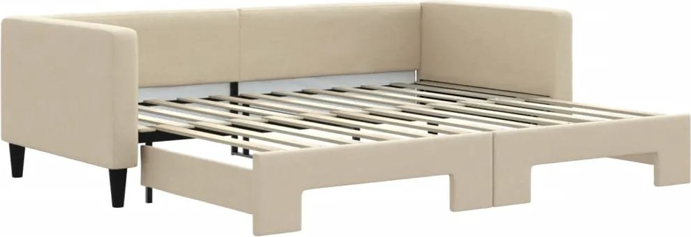 vidaXL krémszínű kihúzható szövet heverő 90 x 200 cm
