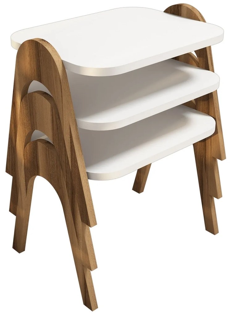 Dohányzóasztal (3 részes) Paris - Walnut, White