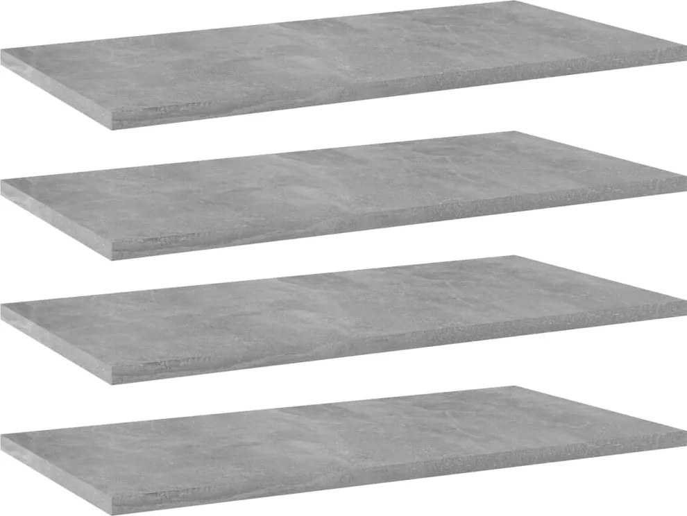 vidaXL 4 db betonszürke forgácslap könyvespolc 60 x 30 x 1,5 cm