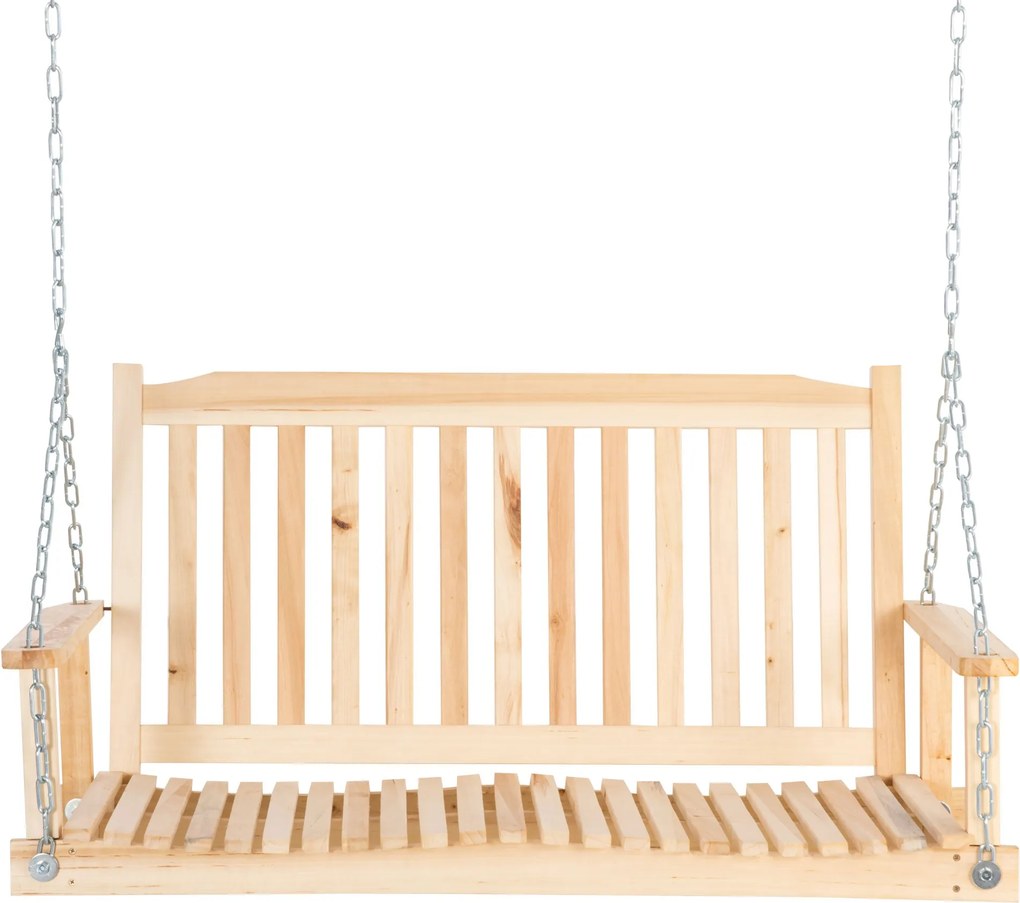 Outsunny Kertihinta 2 Személyes Hintapad Felfüggeszthető Pad Szilárd Fa Teraszon Kertben 117 x 69 x 60 cm | Aosom