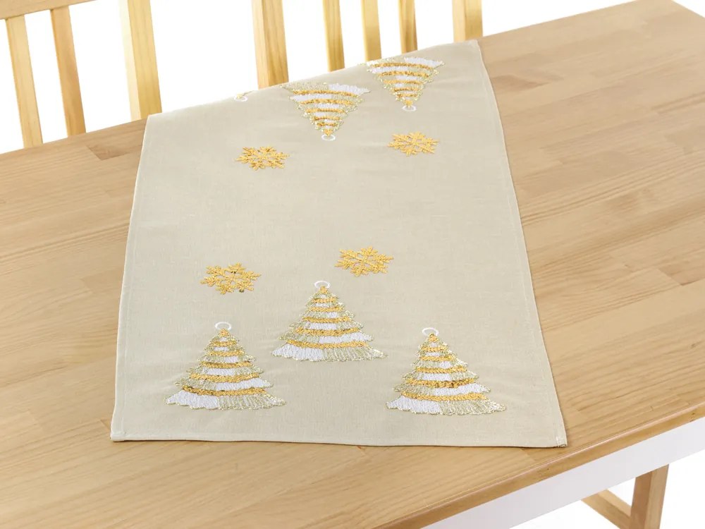 Hímzett karácsonyi terítő Golden tree TiaHome - 40x160cm