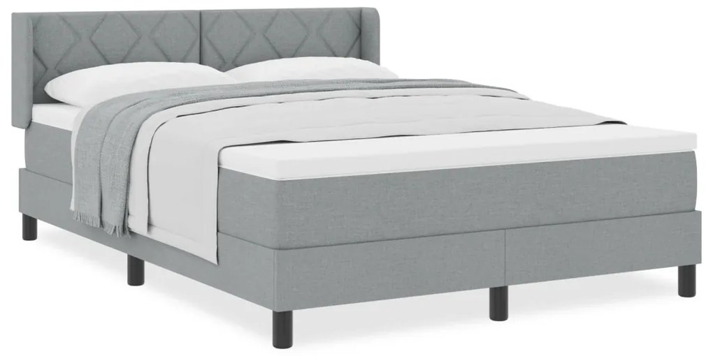 Boxspring Ágy Mattal - Világosszürke - 140 x 190 cm - Szövet