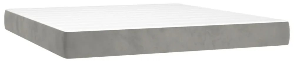 világosszürke bársony rugós és LED-es ágy matraccal 180x200 cm