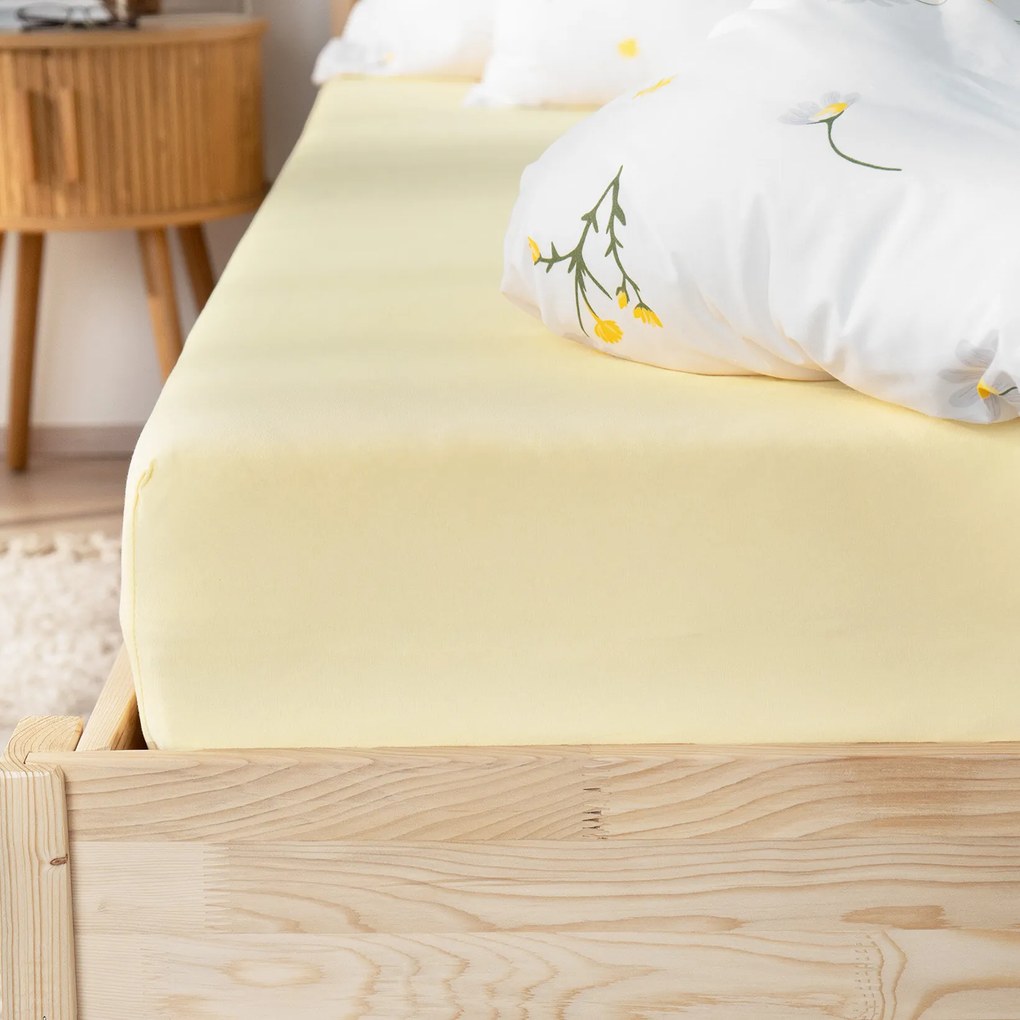 Goldea jersey gumis lepedő - banán sárga 160 x 200 cm