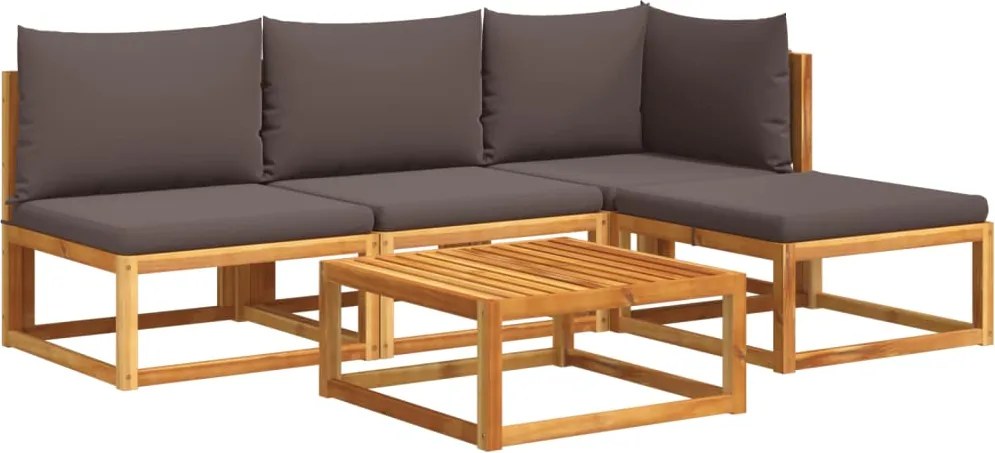 vidaXL 5 darabos kerti kanapégarnitúra párnákkal, akácfa és kötél