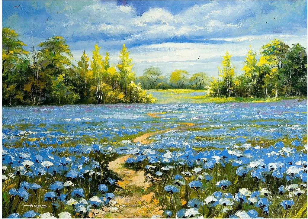 Kép - ösvény a mezőn, olajfestmény (70x50 cm)