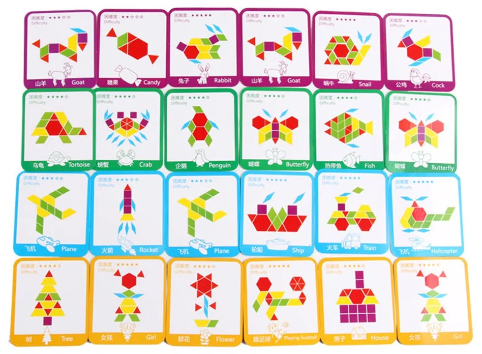 Tangram kreatív formakirakó fajáték 155 db