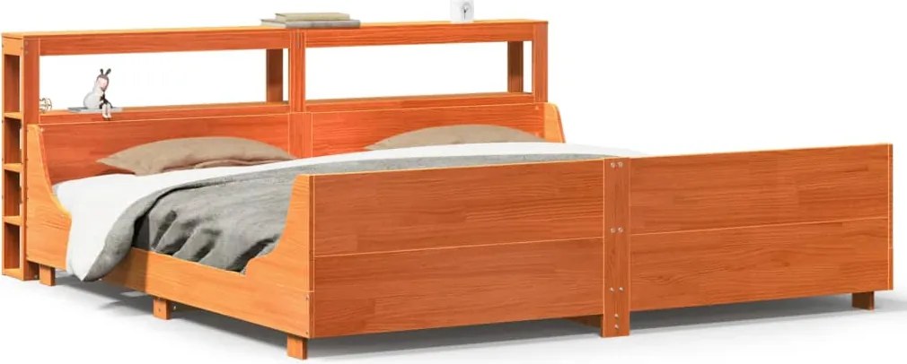 vidaXL viaszbarna tömör fenyőfa ágy matrac nélkül 200 x 200 cm