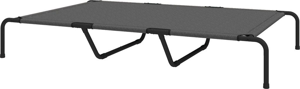 PawHut emelt kültéri kutyaágy nagytestű kutyáknak – hűsítő, mosható háló acél vázzal, 152 x 94 x 23 cm, szürke | Aosom