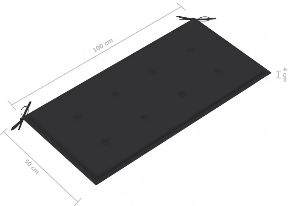 tömör tíkfa kerti pad antracitszürke párnával 112 cm