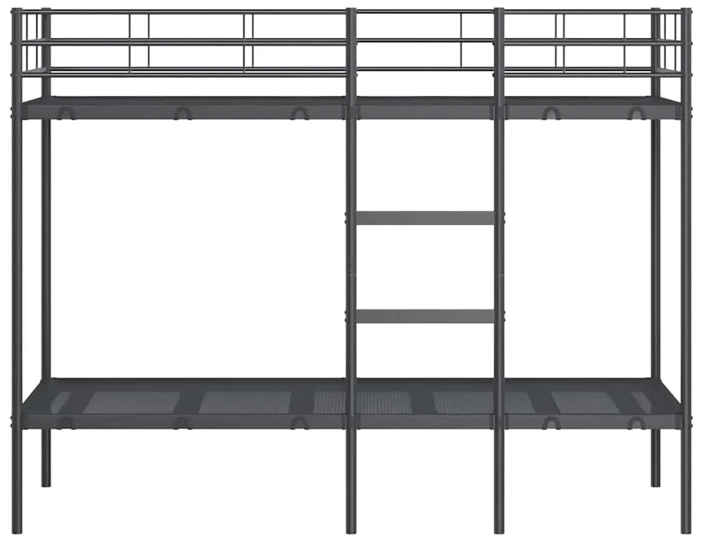 fekete acél emeletes ágy matrac nélkül 80 x 200 cm