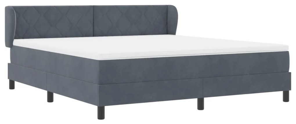 Boxspring Ágy Matrac Kószálva Szürke 180x200 cm Bársony
