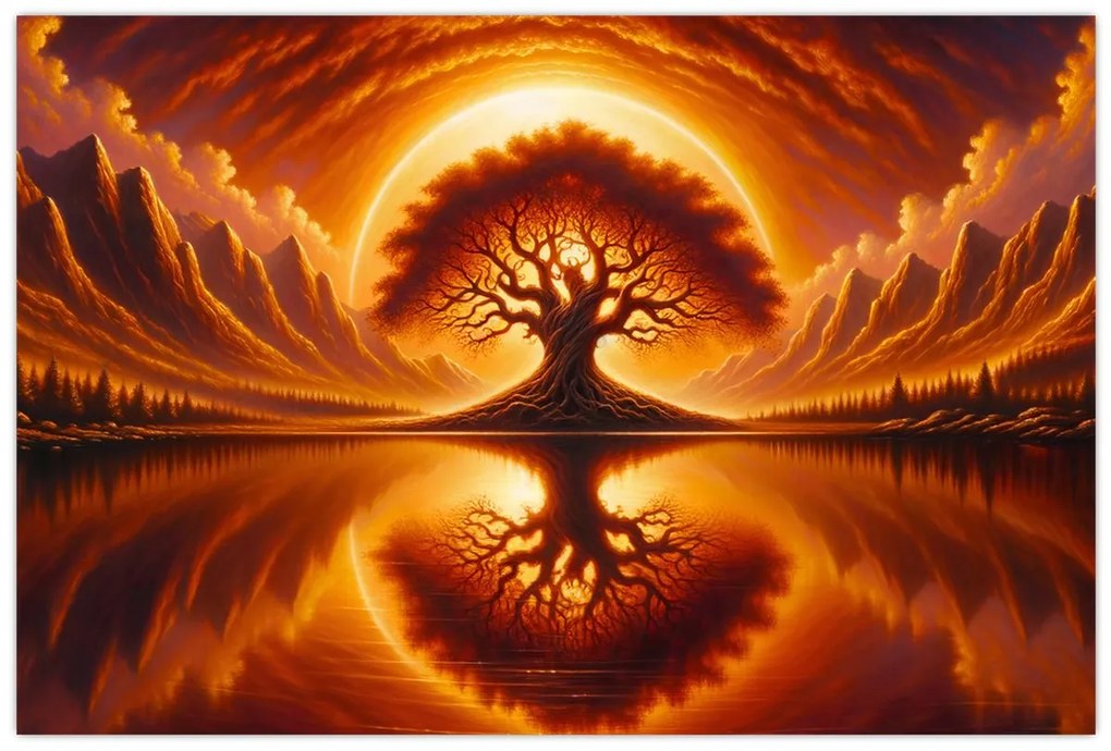 Kép – Fa a véres napban (90x60 cm)
