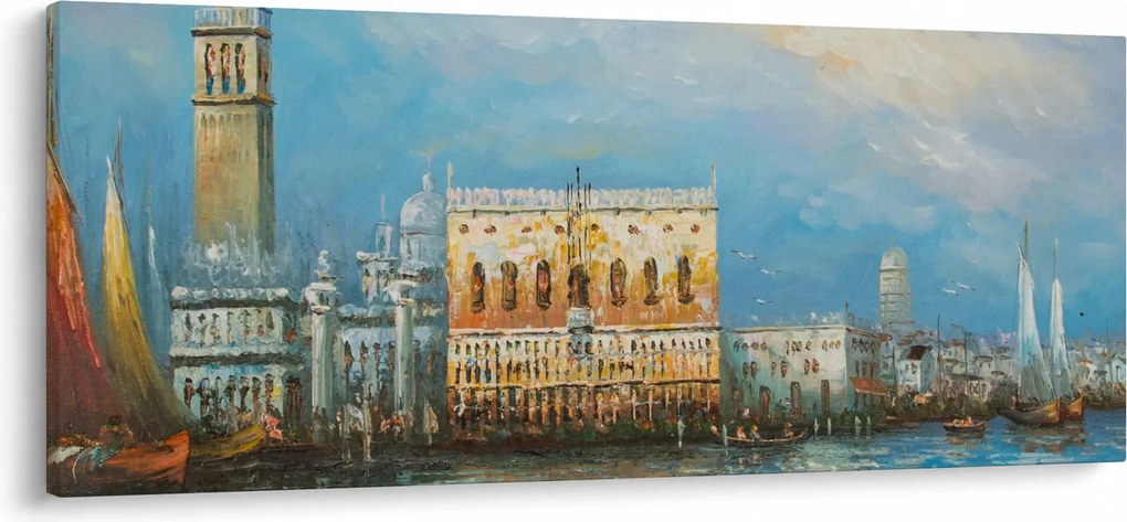 Kép - gondola Velencén áthaladva, olajfestmény (120x50 cm)