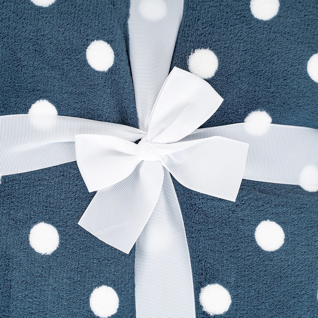 4Home Kék pöttyös gyapjú hatású pléd, 150 x 200 cm