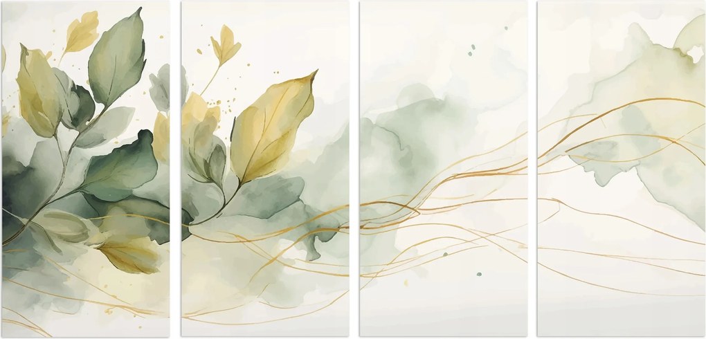 Vászonkép a nappaliba Zöld levelek Nagy falikép Boho 60x120