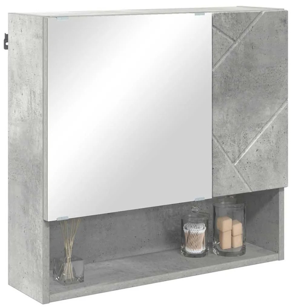 Tükörszekrény polcokkal Beton szürke 59 x 17 x 55 cm Faanyag