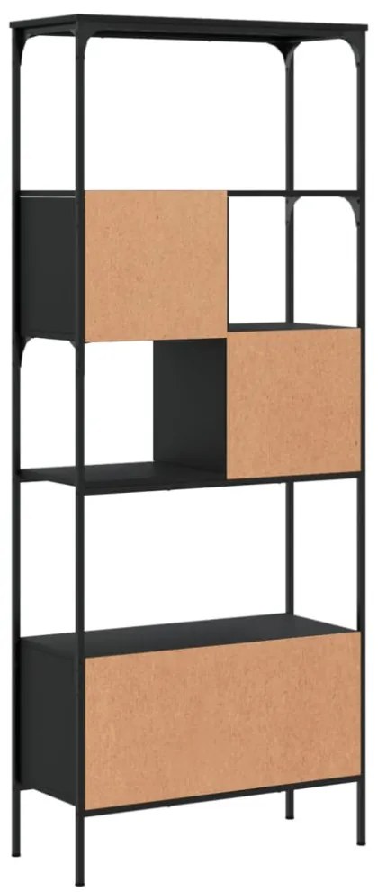 5 szintes fekete szerelt fa könyvespolc 76 x 33 x 188,5 cm