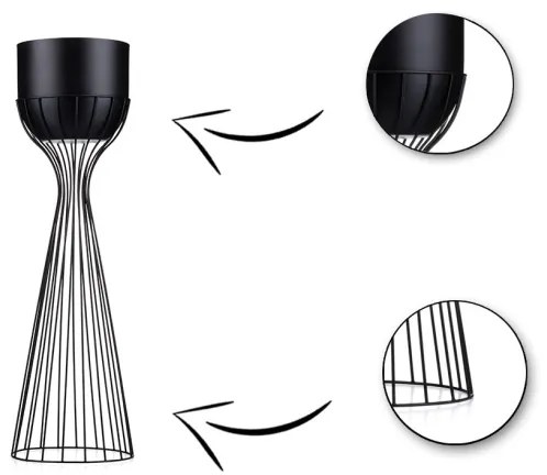 Fém virágcserép LOFT 68x20 cm fekete