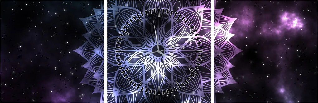 Kép - Lótusz mandala az űrben (órával) (90x30 cm)