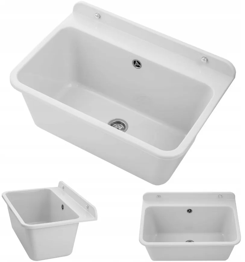 Mosogató Quality Universe, univerzális műanyag mosogató 61x41x30 cm + szifon, 1 kamrás, fehér, SKQ-KGLK60-WH