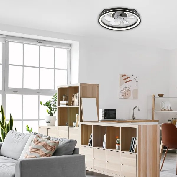 LED Mennyezeti lámpa ventilátorral FARGO LED/37W/230V fekete + távirányító