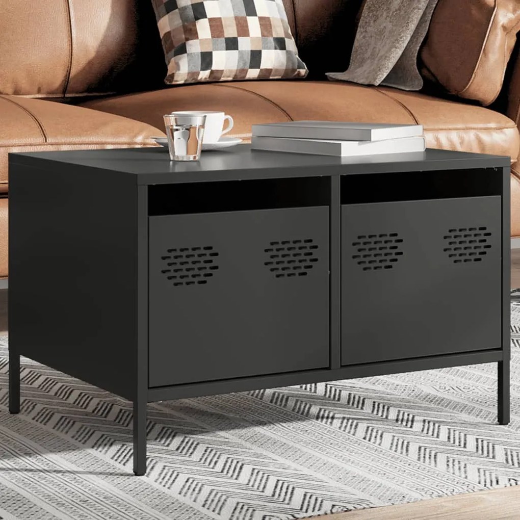 fekete hidegen hengerelt acél TV-szekrény 68 x 50 x 43,5 cm