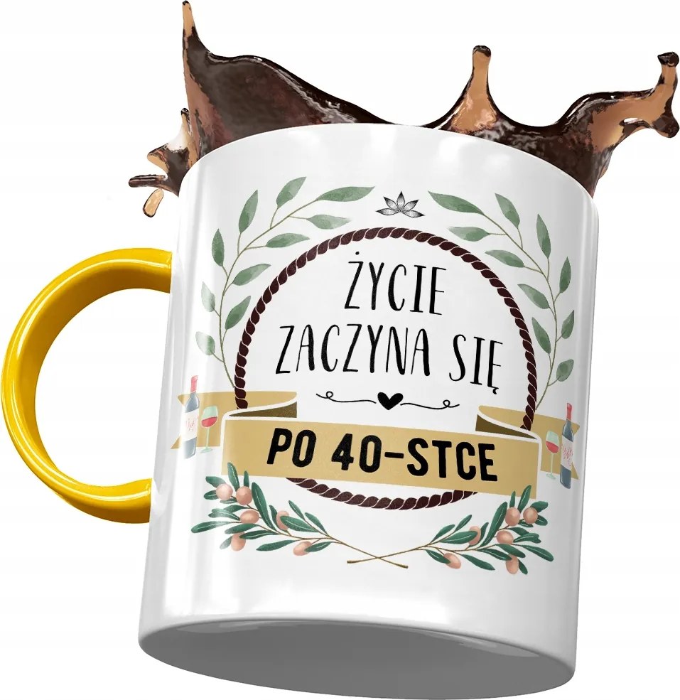 Sárga Bögre Születésnapra 40 40-es 40-es Ajándék Nyomtatott Fotóval