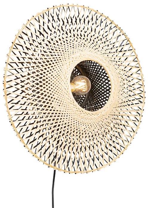 Keleti fali lámpa bambusz 50 cm dugóval - Rina