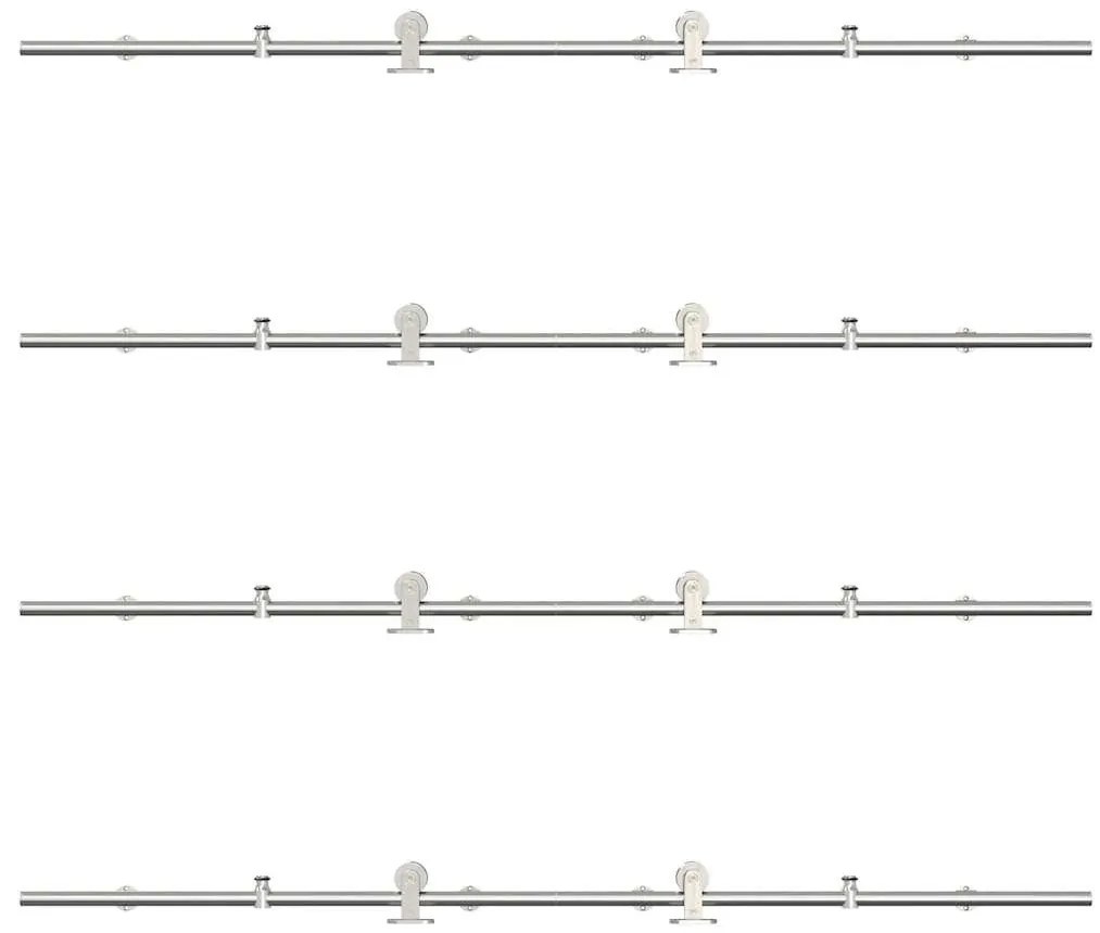 ezüstszínű rozsdamentes acél tolóajtó fémszerelék készlet 366cm