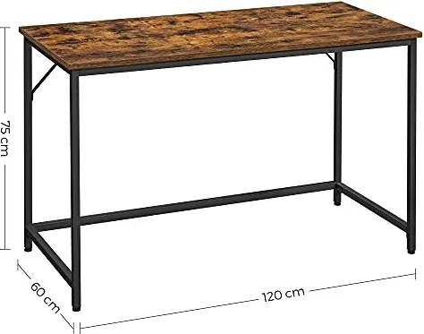 Íróasztal, számítógép asztal, rusztikus barna 120x60x75cm