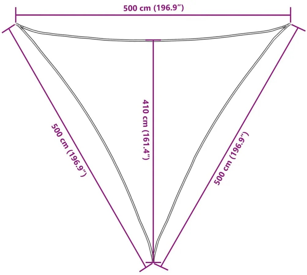 sárga háromszögű oxford-szövet napvitorla 5 x 5 x 5 m
