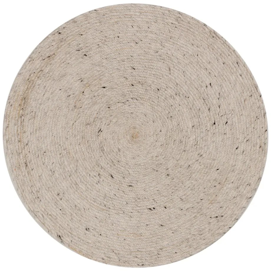 Világosszürke-elefántcsont színű kézi szövésű gyapjú kerek szőnyeg ø 200 cm Takashi – Kave Home