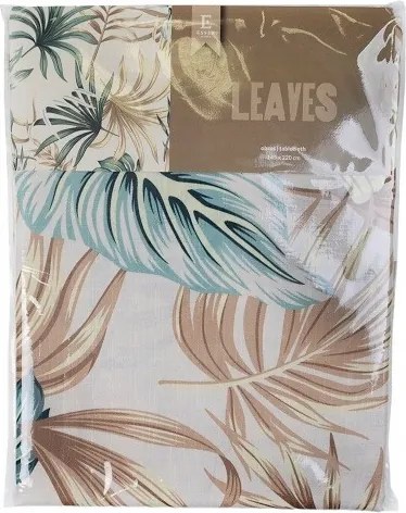 Bézs színű, monstera levél mintás abrosz, 145x220 cm