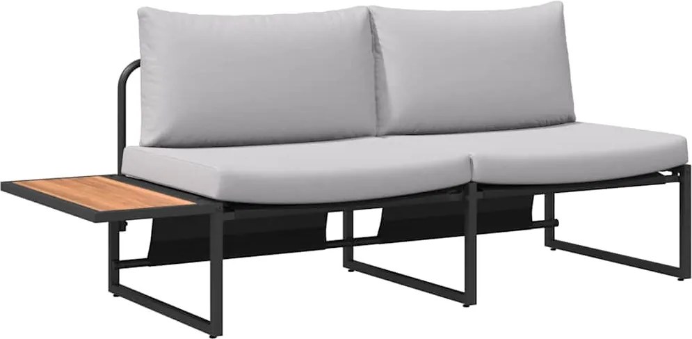 vidaXL Kerti kanapé párnával Világosszürke 200,5 x 70 x 85,5 cm Acél