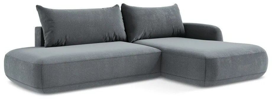 Szürkéskék kinyitható sarokkanapé (jobb oldali-heverő résszel) Hale – Makamii