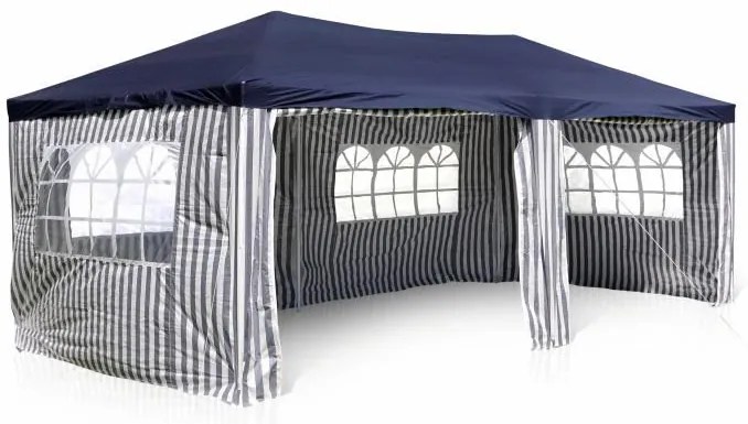 Kerti sátor 3×6 m kék-fehér összecsukható cipzáras rendszer